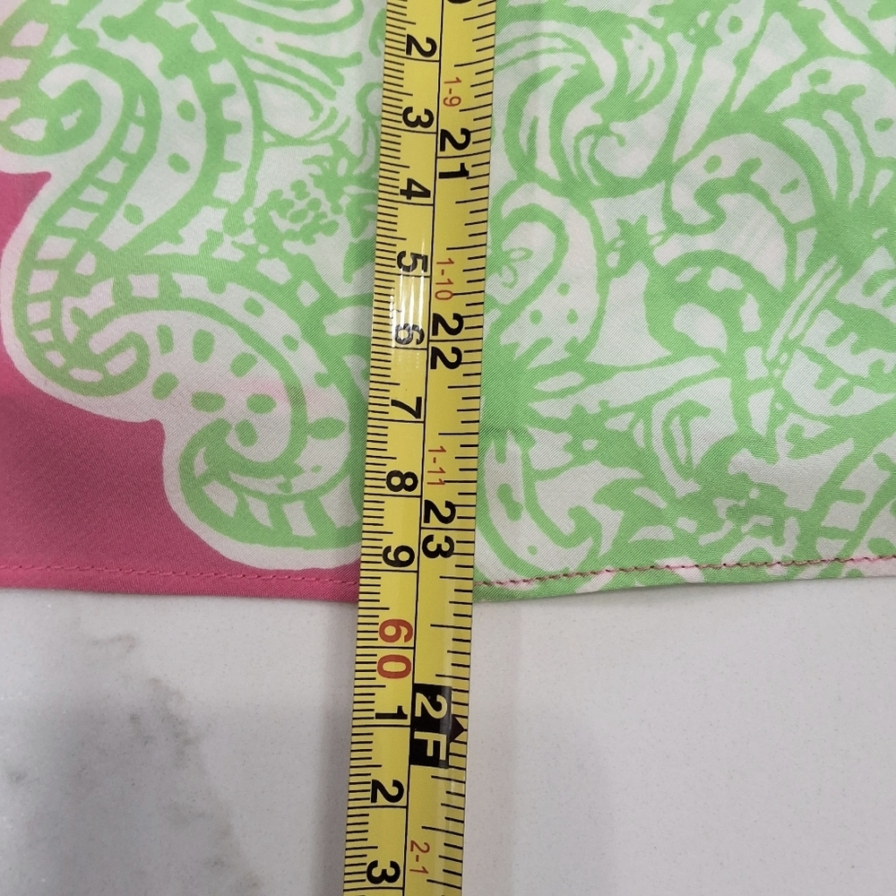 Lilly Pulitzer~Women Riviera Hotty Pink Day Breakers Tank Top~Silk~Lime Green~M - Picture 7 of 7